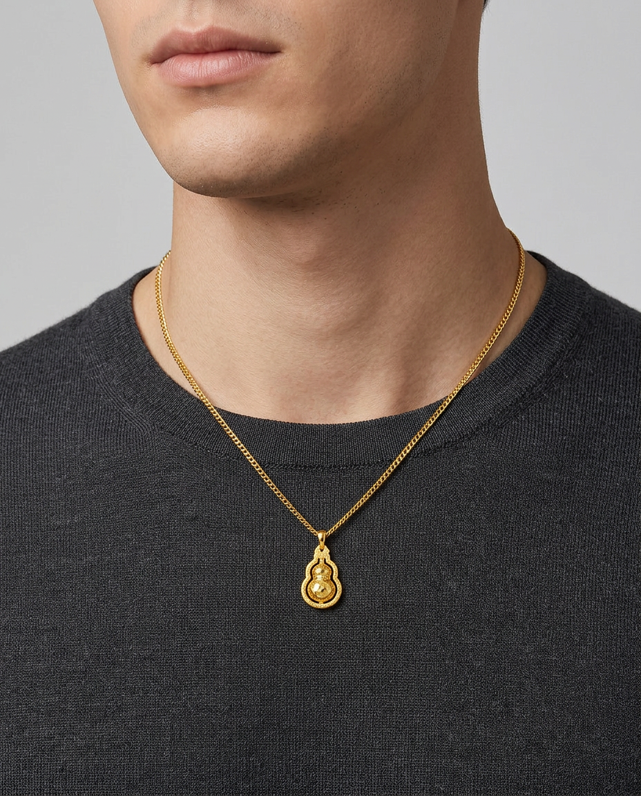 916 Gold Pendant Double Rotating Gourd