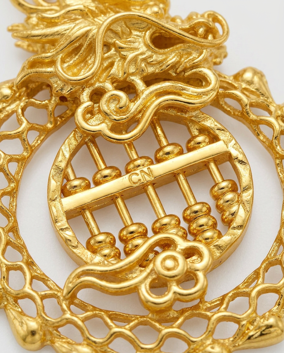 916 Gold Pendant Dragon Abacus R