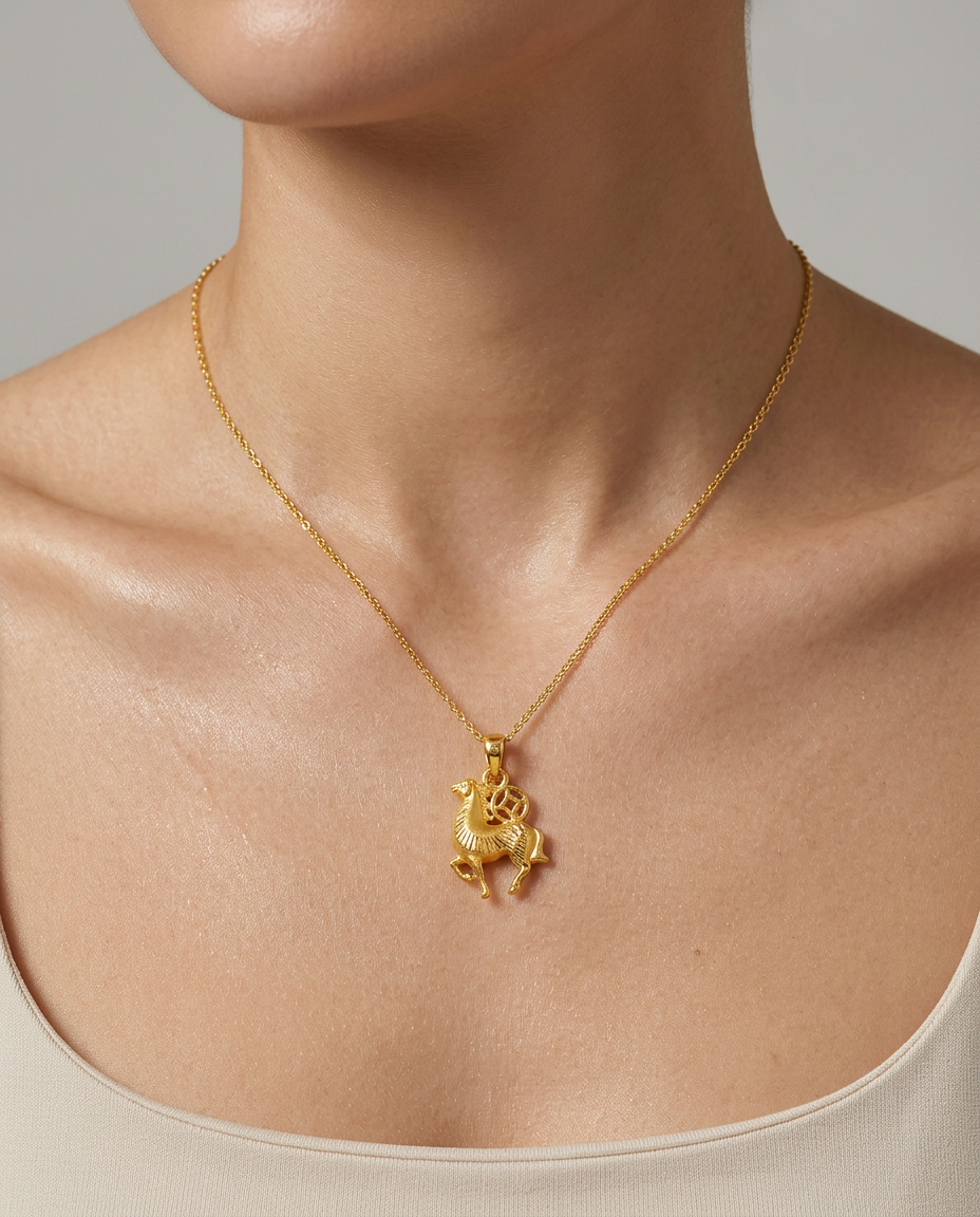 916 Gold Pendant Emperor Coin Horse B
