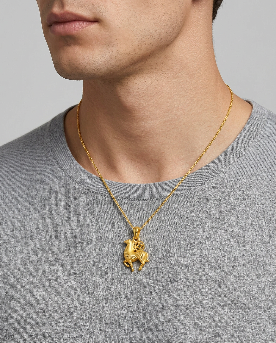 916 Gold Pendant Emperor Coin Horse B