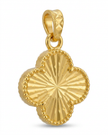 916 Gold Pendant Glitter Carved Clover