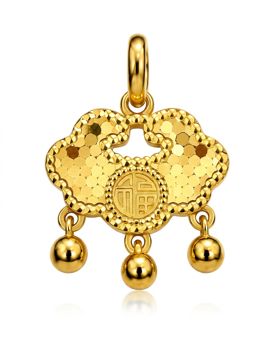 916 Gold Pendant Glitter Longevity Lock