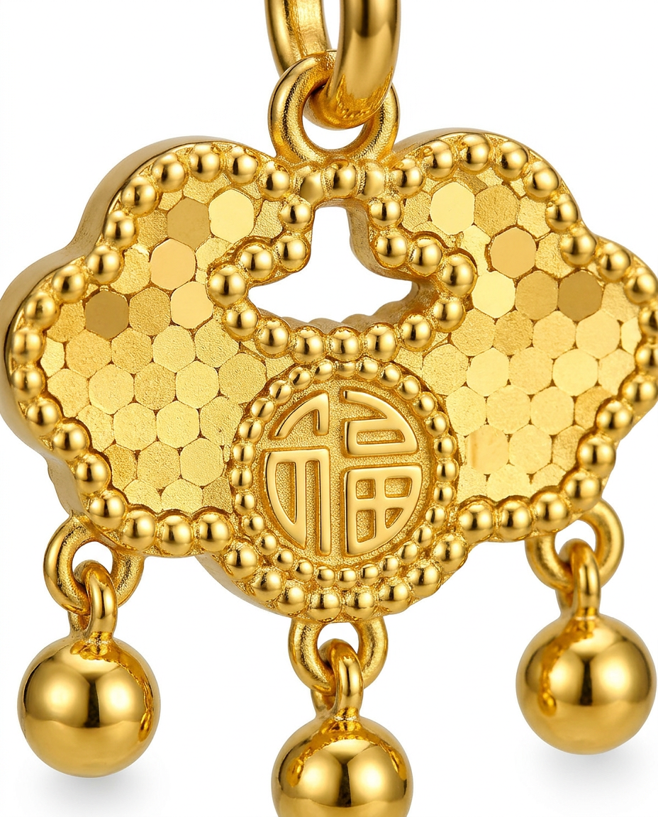 916 Gold Pendant Glitter Longevity Lock