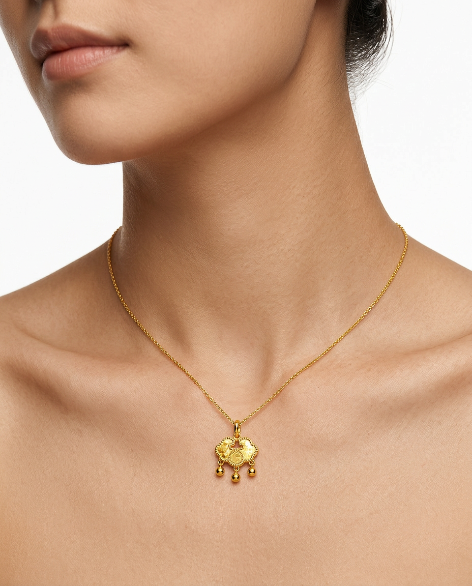 916 Gold Pendant Glitter Longevity Lock