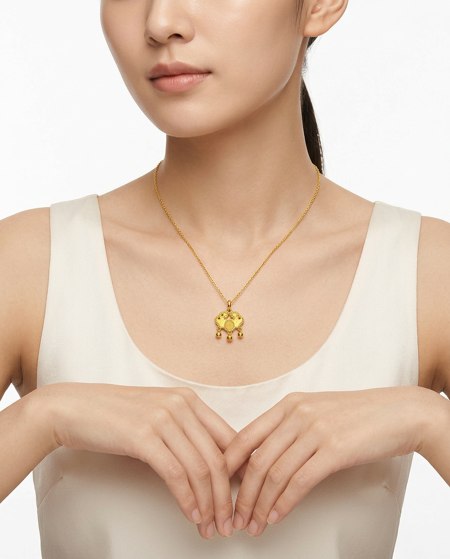 916 Gold Pendant Glitter Longevity Lock