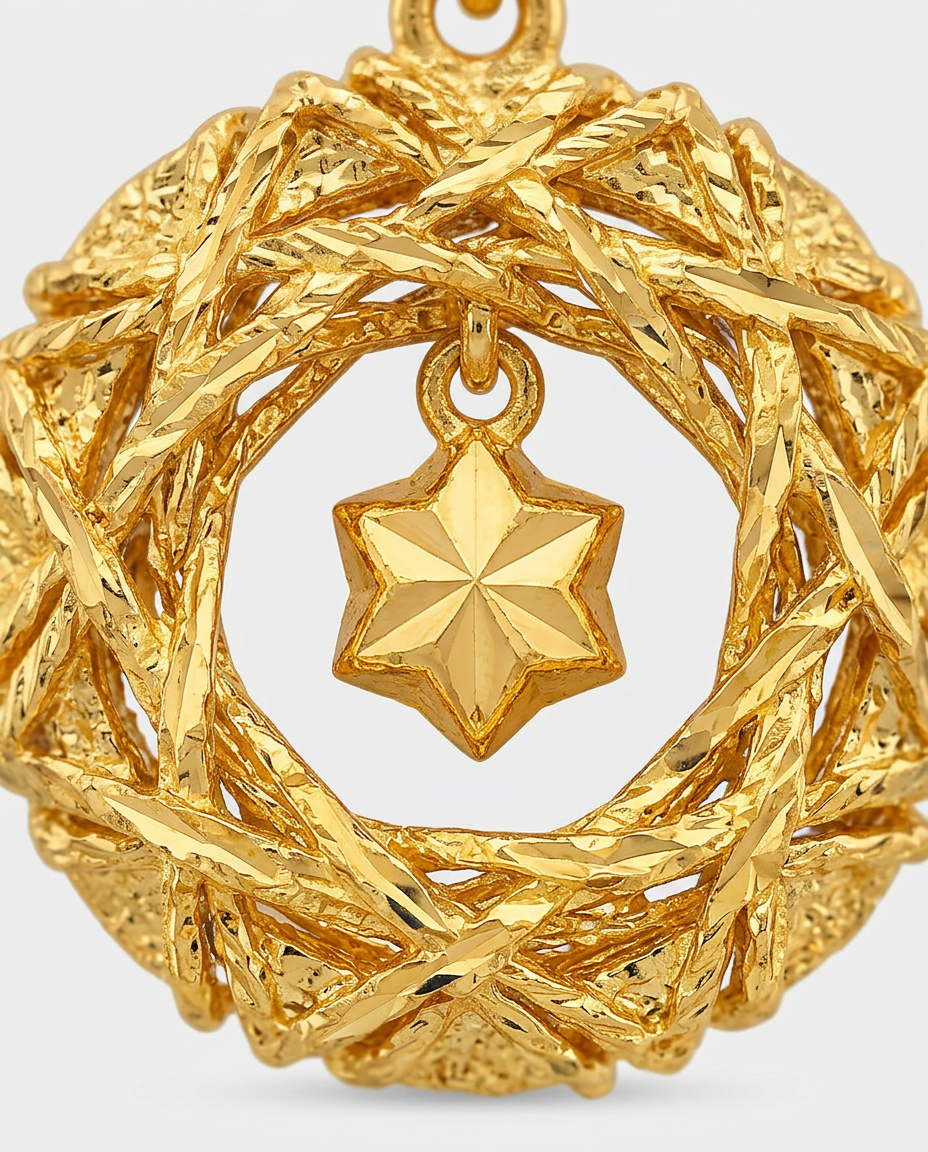 916 Gold Pendant Golden Wreath