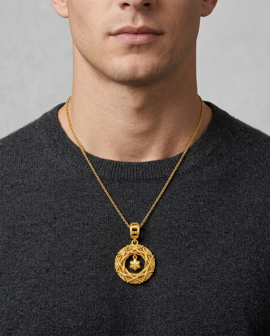 916 Gold Pendant Golden Wreath