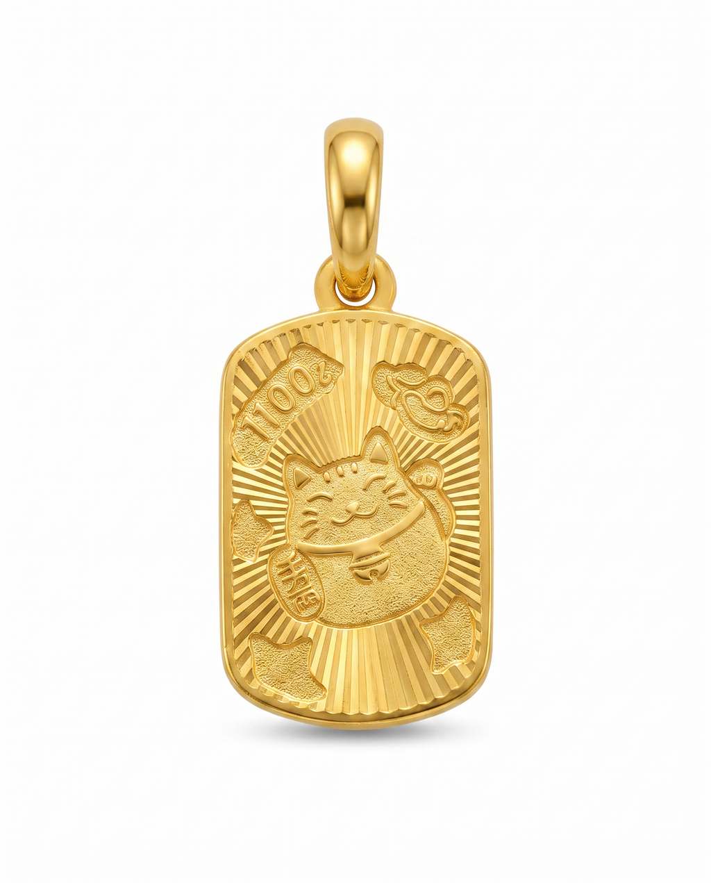 916 Gold Pendant Rainbow Lucky Cat