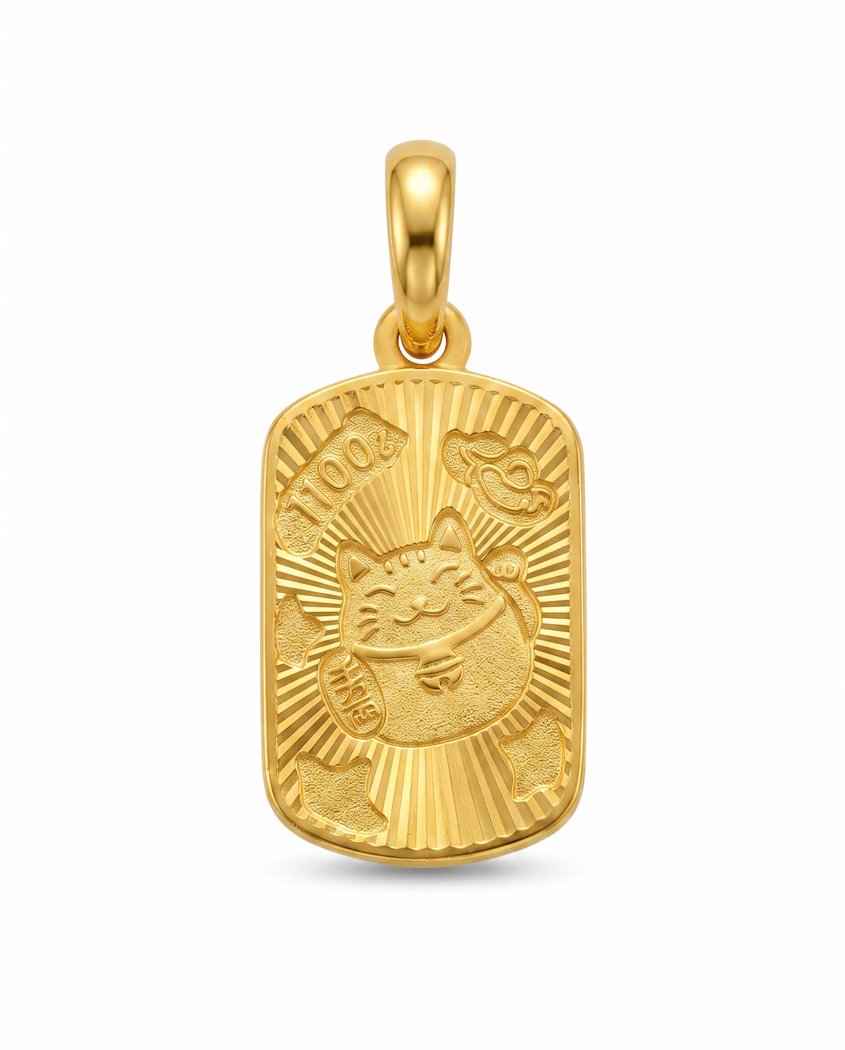 916 Gold Pendant Rainbow Lucky Cat
