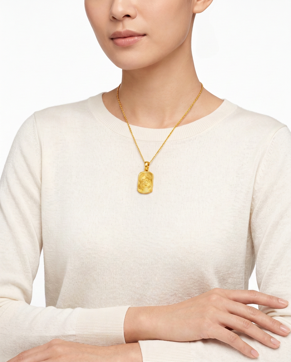 916 Gold Pendant Rainbow Lucky Cat