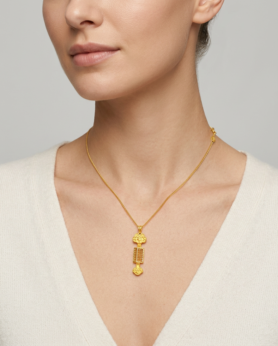 916 Gold Pendant RuYi Abacus