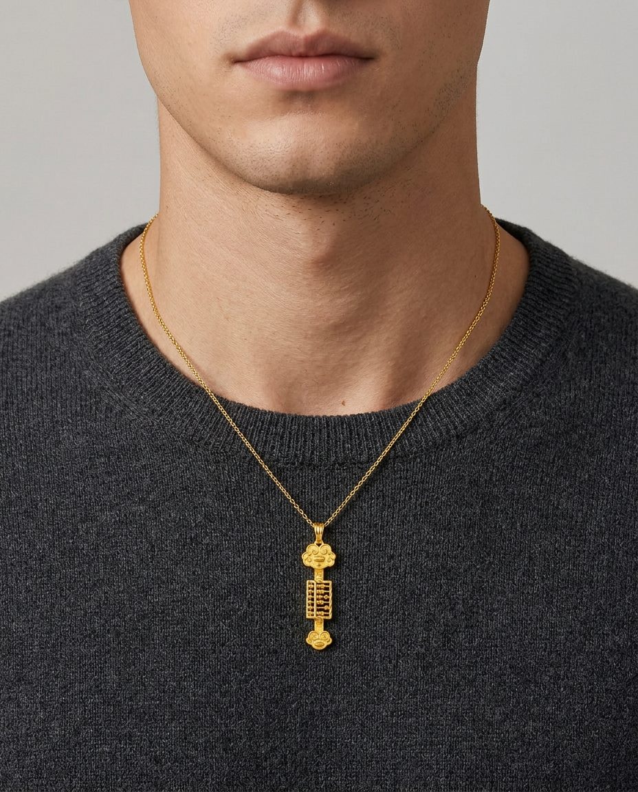 916 Gold Pendant RuYi Abacus