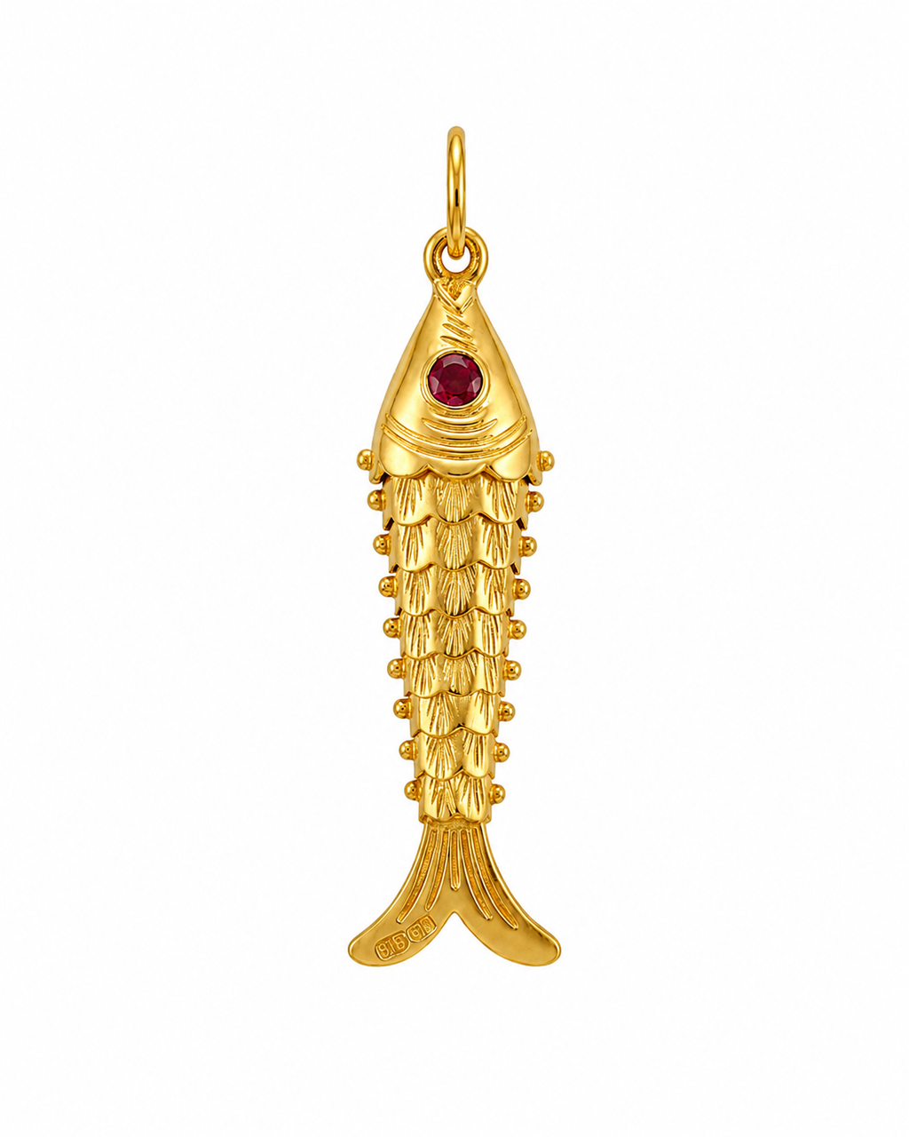 916 Gold Pendant Scarlet Koi