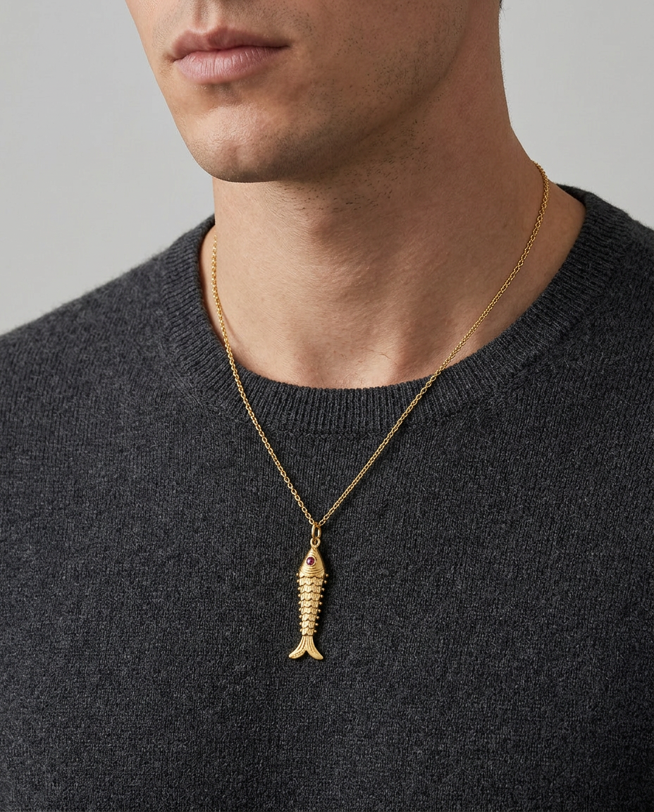 916 Gold Pendant Scarlet Koi