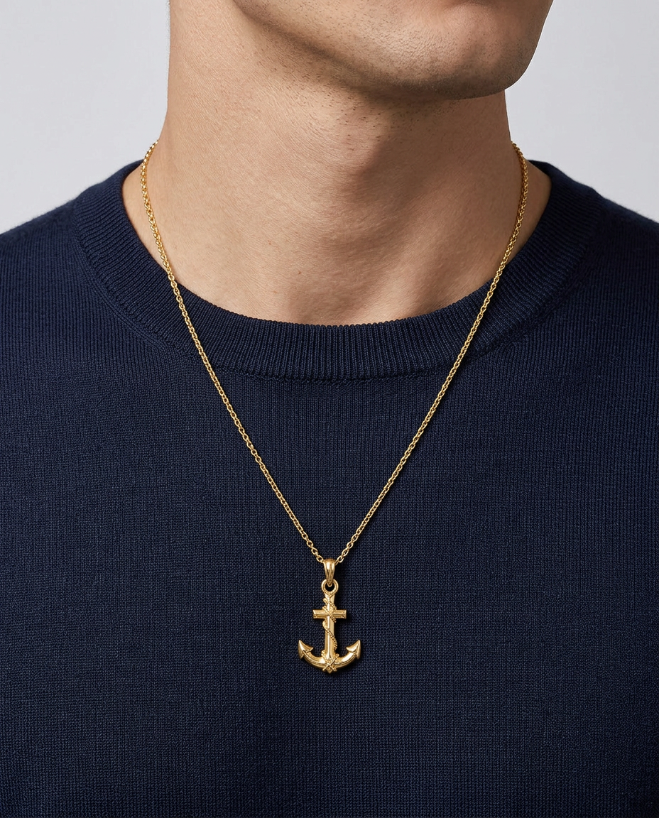 916 Gold Pendant Voyage Anchor