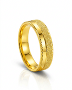 916 Gold Ring 2F Italy Sand Blast