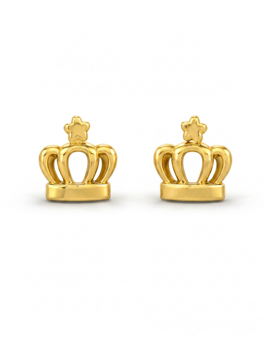 916 Gold Earrings Crown