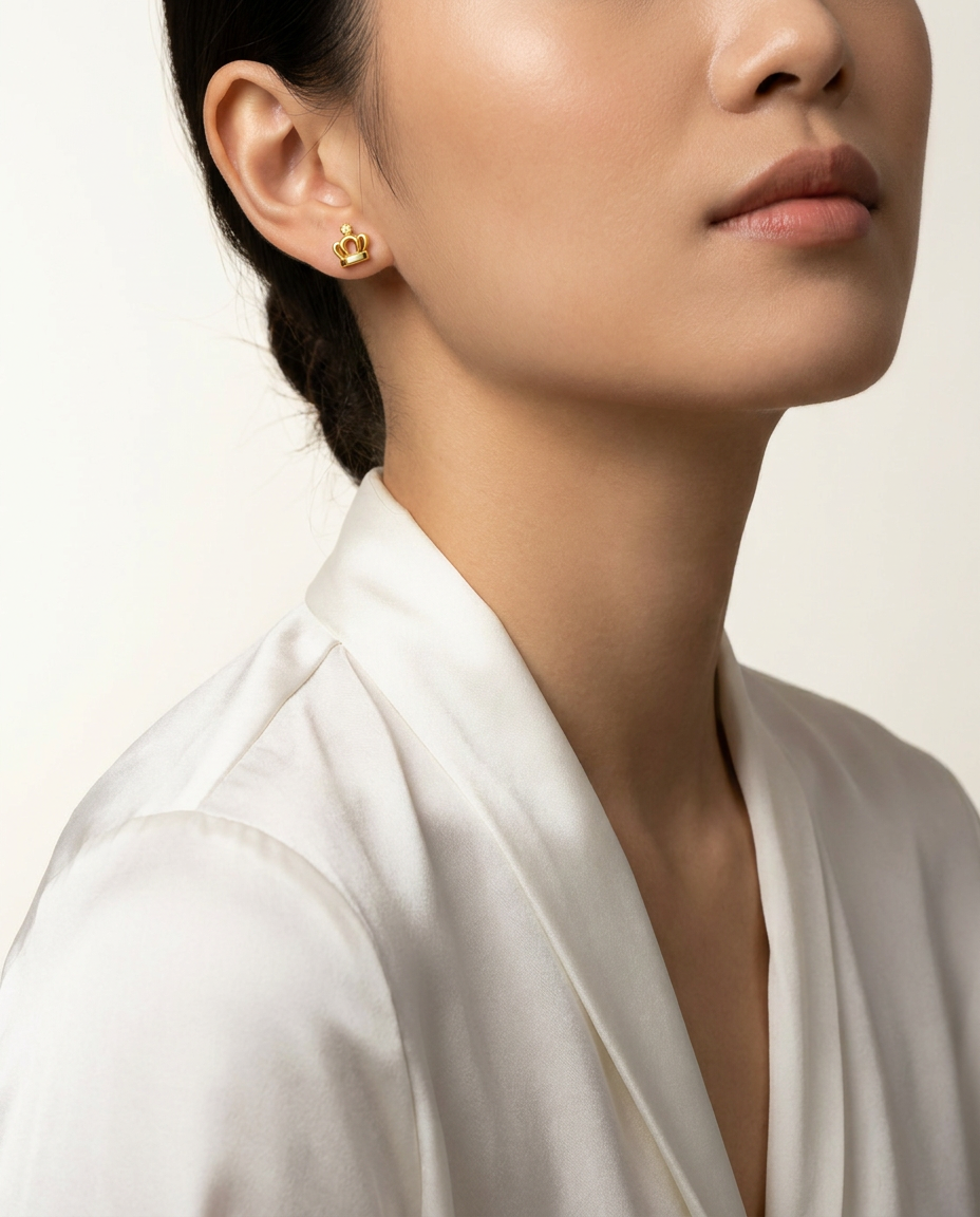 916 Gold Earrings Crown