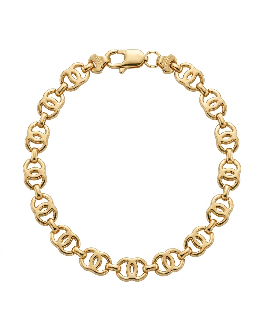 916 Gold Bracelet Italy CC Link