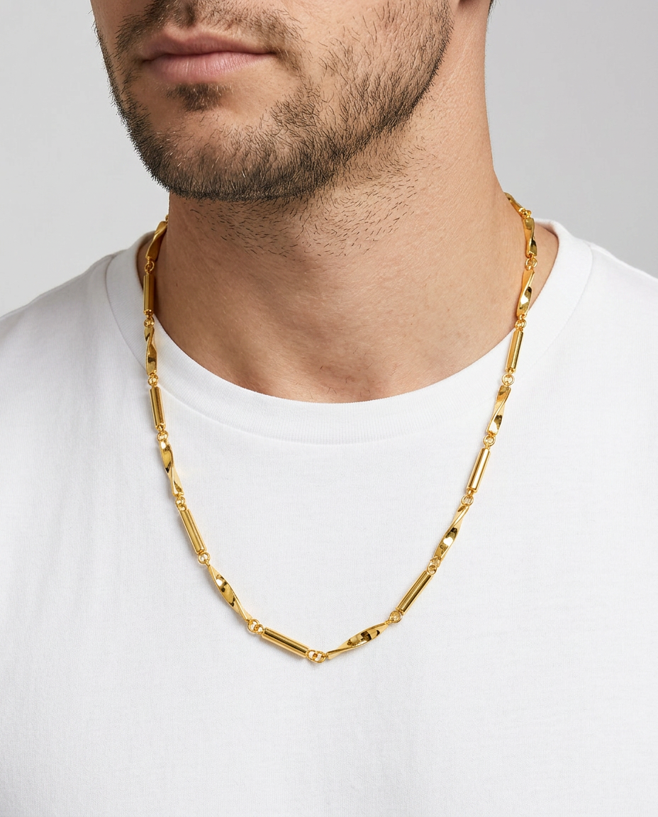 916 Gold Necklace Celeste Bar Link